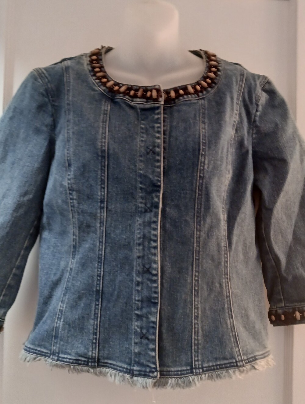 Denim Bead-Trim Jacket - Blue